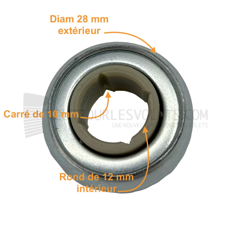 Roulement à billes nylon diam. 28 - Carré 10