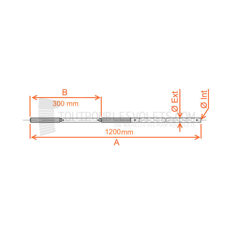 Manivelle acier complète - diam. 12 ext. - Blanc - L1200 mm