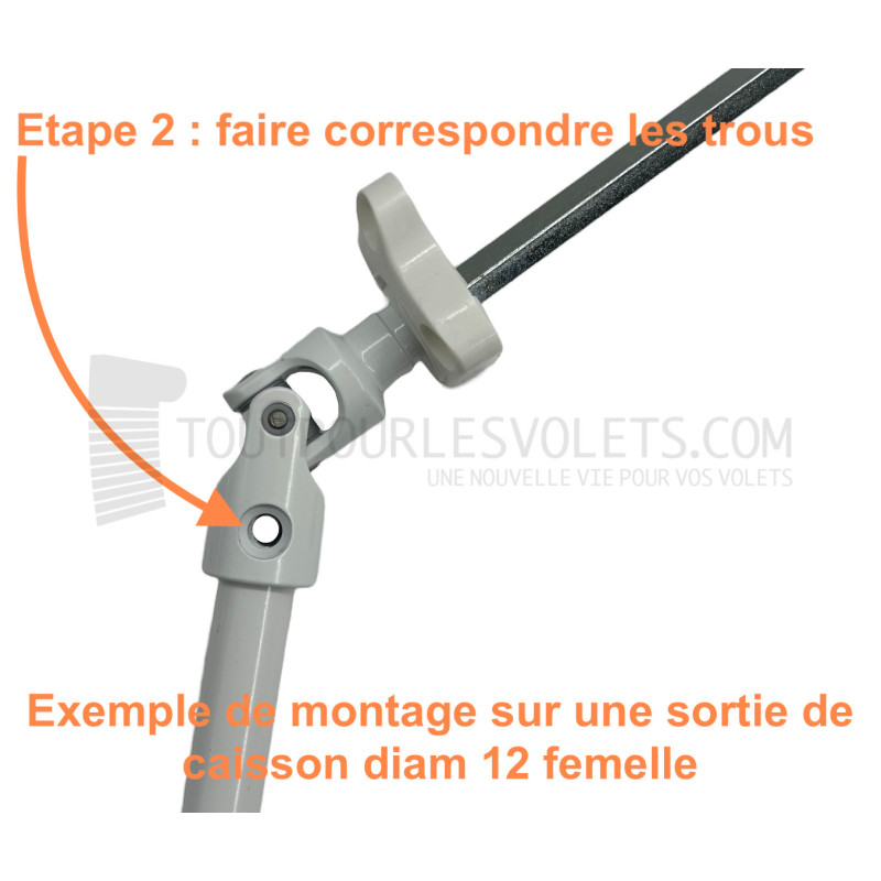 Manivelle acier complète - diam. 12 ext. - Blanc - L1200 mm