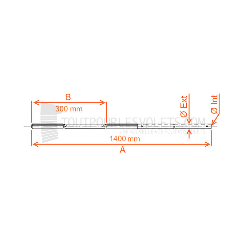 Manivelle acier complète - diam. 12 ext. - Blanc - L1400 mm