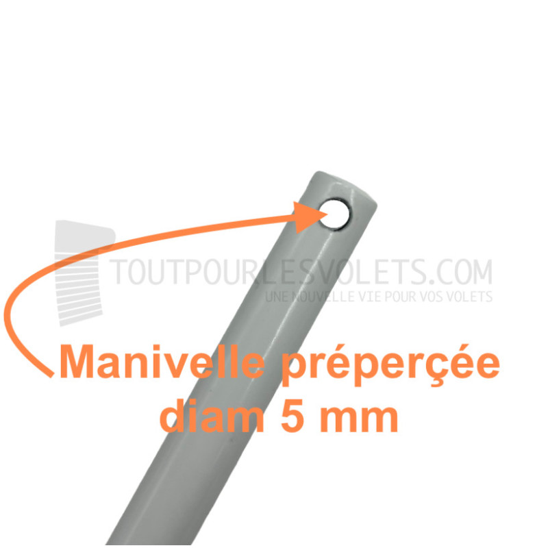 Manivelle acier complète - diam. 12 ext. - Blanc - L1400 mm