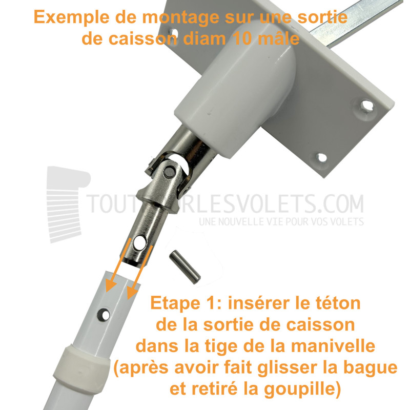 Manivelle alu complète - diam. 13 ext. - Blanc - L1300 mm