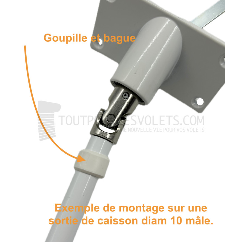 Manivelle alu complète - diam. 13 ext. - Blanc - L1300 mm