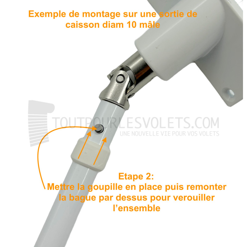 Manivelle alu complète - diam. 13 ext. - Blanc - L1400 mm