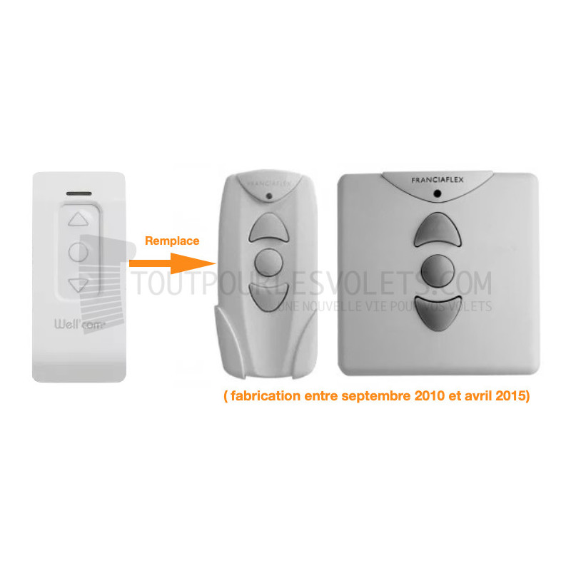 Télécommande individuelle radio Franciaflex Well'com  X2D et X3D