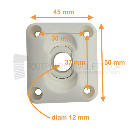 Platine de sortie 45° 50x45 - Pour tige Rond ø 12 mm - Blanc