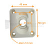 Platine de sortie 45° 50x45 - Pour tige Rond ø 12 mm - Blanc