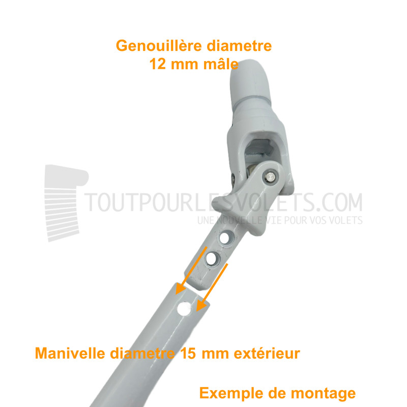 Anneau clippable Blanc pour fixation rapide de manivelle de volet roulant de ∅ 15 mm