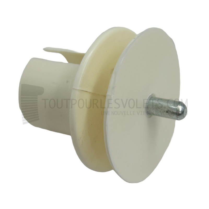 Embout pour tube rond rainuré ø 34 - Ext. téton ø 6 - Poulie ø 50