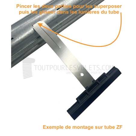 Attache tablier à clipper - Ep. de lame 14 mm - L147 - Tube ZF