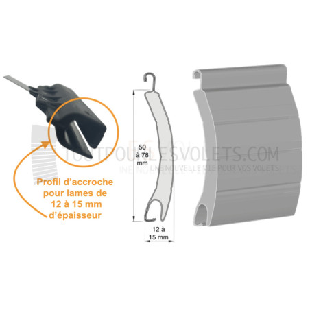 Attache tablier à clipper - Ep. de lame 14 mm - L147 - Tube ZF