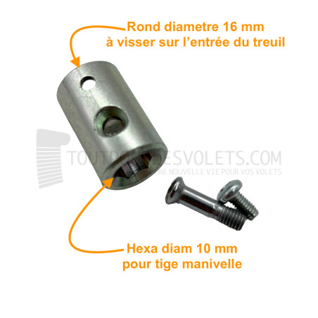 Manchon adaptateur + vis, pour tige 6p10