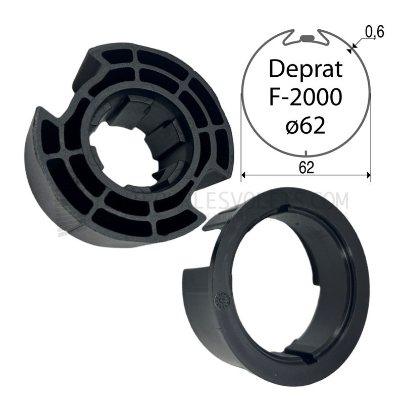 Adaptations moteur Nice série ERA diam. 45 et tube Deprat diam. 62 mm rainuré et tube Welser diam. 63 mm rainuré