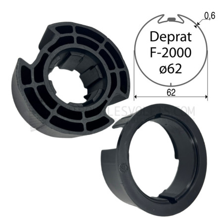 Adaptations moteur Nice série ERA diam. 45 et tube Deprat diam. 62 mm rainuré et tube Welser diam. 63 mm rainuré