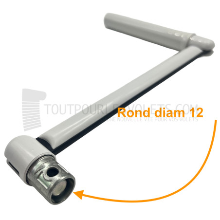 Poignée de manivelle volet roulant pour tige diam. 12 ext. - Blanc