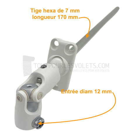 Sortie 30° - Entrée Rond ø 12 femelle - Tige Hexa 7 L170 - Blanc