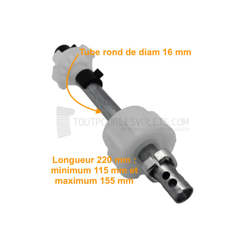 Embout télescopique pour tubes Octo 60 ou Deprat 62, Tube rond diam. 16, L220