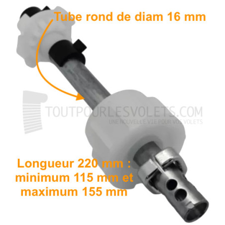 Embout télescopique pour tubes Octo 60 ou Deprat 62, Tube rond diam. 16, L220