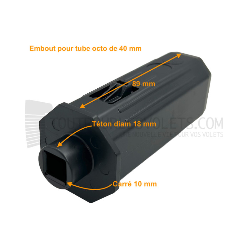 Embout pour Octo 40, pour carré de 10 mm, Nez diam. 18