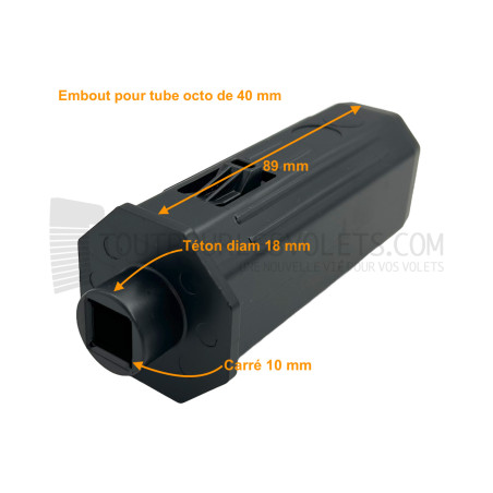 Embout pour Octo 40, pour carré de 10 mm, Nez diam. 18