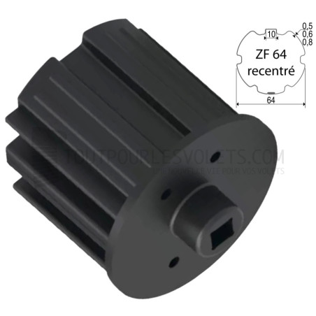Embout pour ZF64, Téton diam. 18 et Carré 10 - L 50