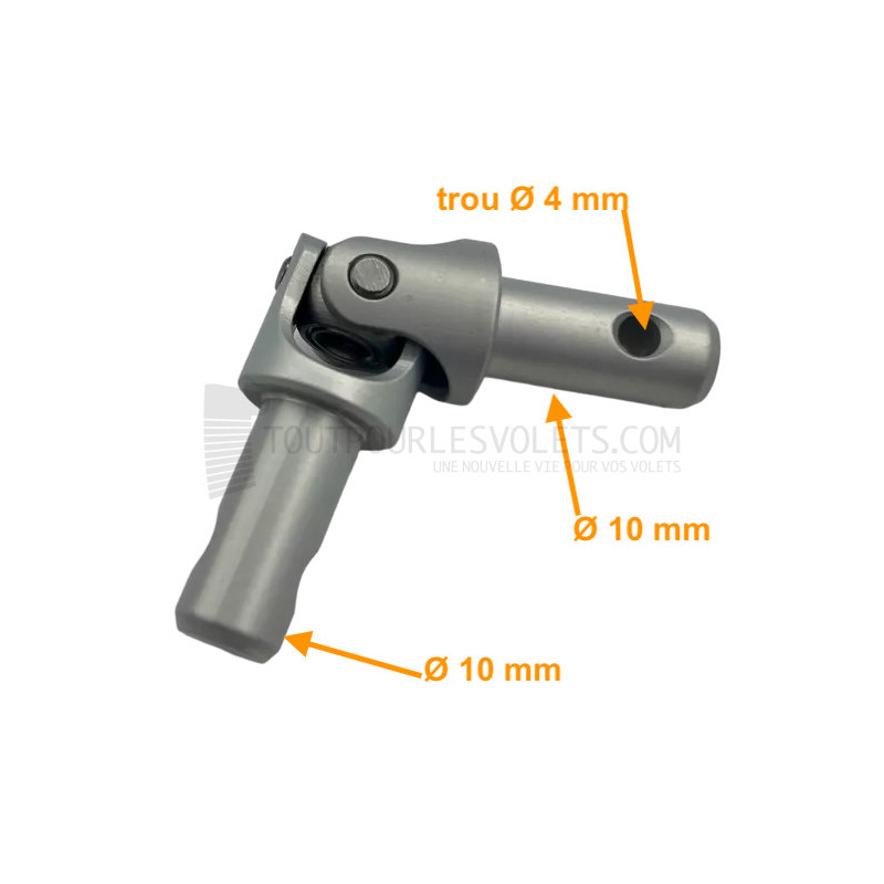Genouillère alu Rond diam. 10 mâle / Rond diam. 10 mâle - Gris alu